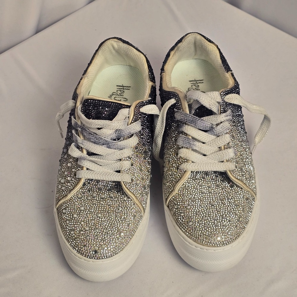 Corkys Womens Bedazzle Rhinestone Platform Lace Up Athletic Sneakers Size 9